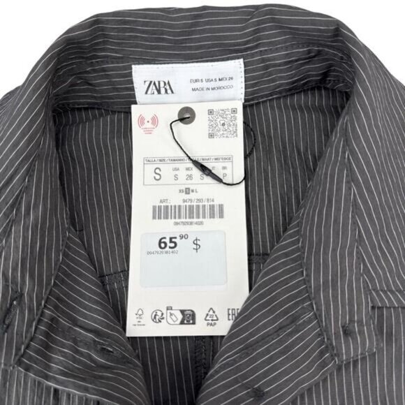 NWT ZARA Striped Shirt w/ Pocket Size Small - Picture 2 of 6